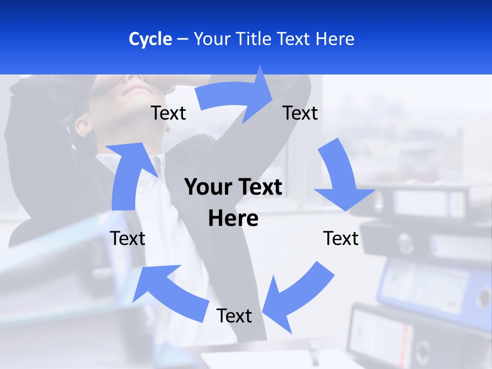 A Man Sitting At A Desk With His Head In His Hands PowerPoint Template