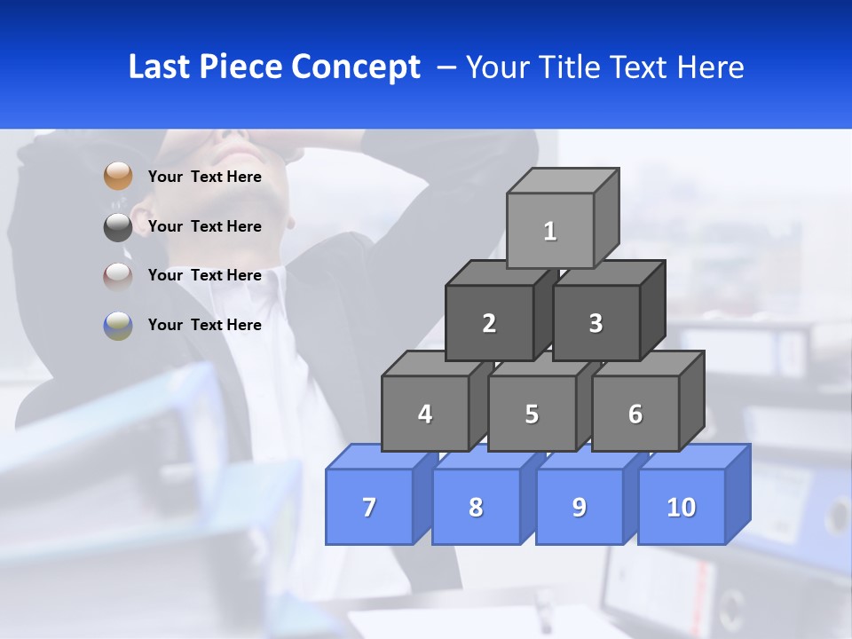 A Man Sitting At A Desk With His Head In His Hands PowerPoint Template