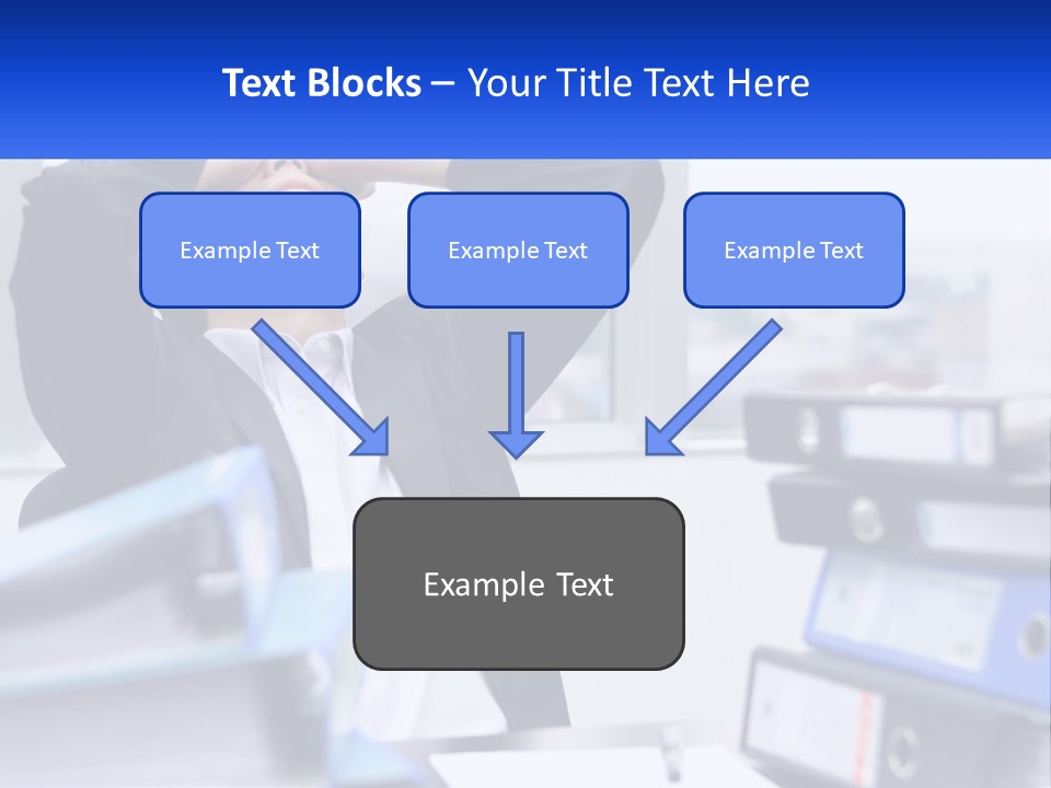 A Man Sitting At A Desk With His Head In His Hands PowerPoint Template