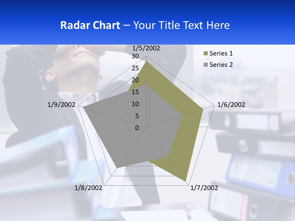 A Man Sitting At A Desk With His Head In His Hands PowerPoint Template