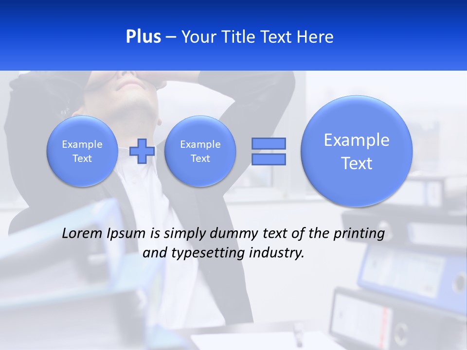 A Man Sitting At A Desk With His Head In His Hands PowerPoint Template