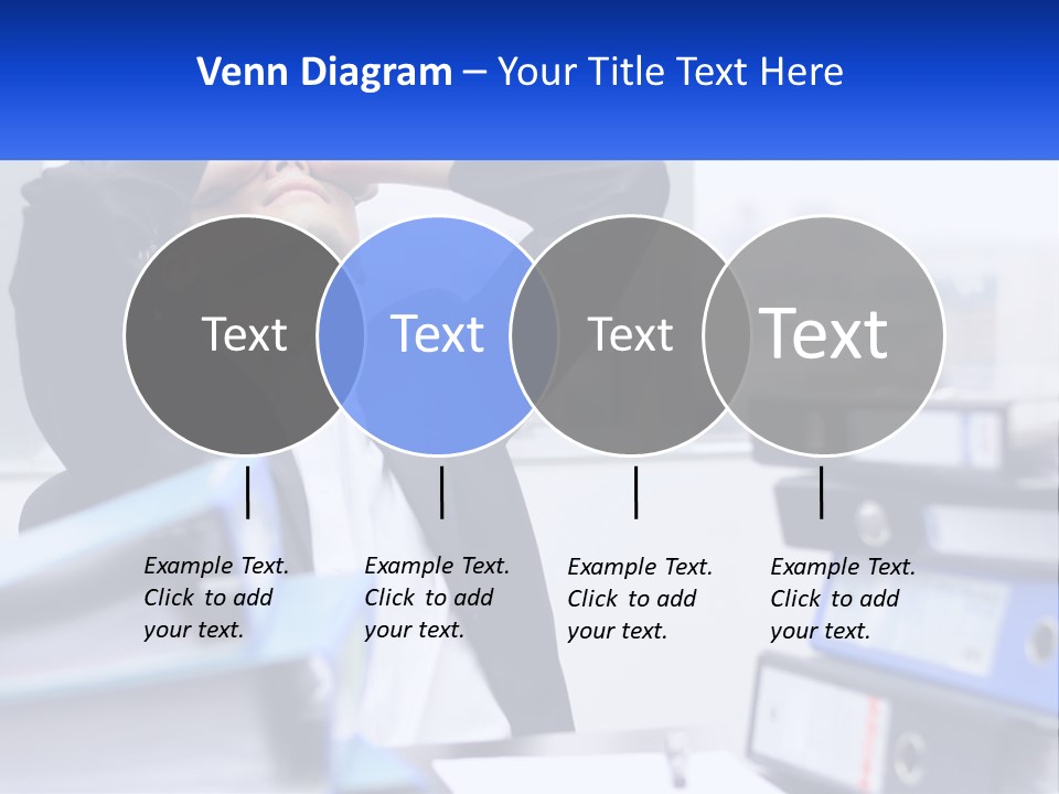 A Man Sitting At A Desk With His Head In His Hands PowerPoint Template