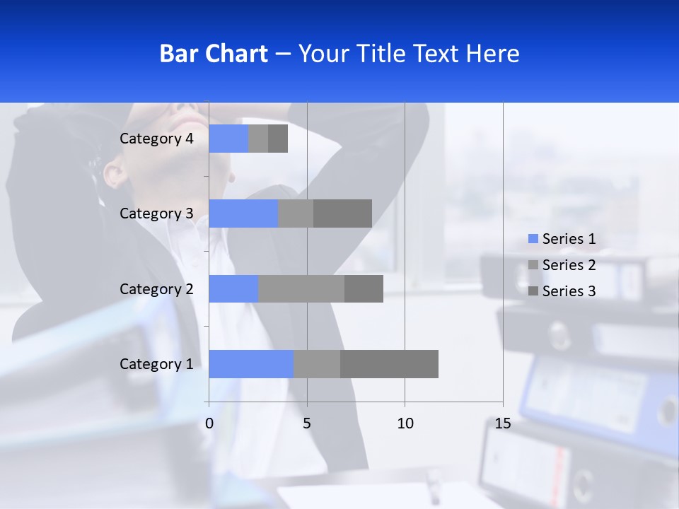 A Man Sitting At A Desk With His Head In His Hands PowerPoint Template