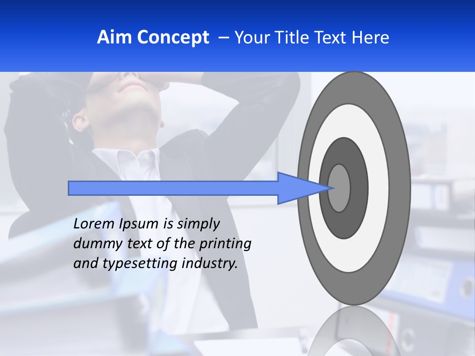 A Man Sitting At A Desk With His Head In His Hands PowerPoint Template