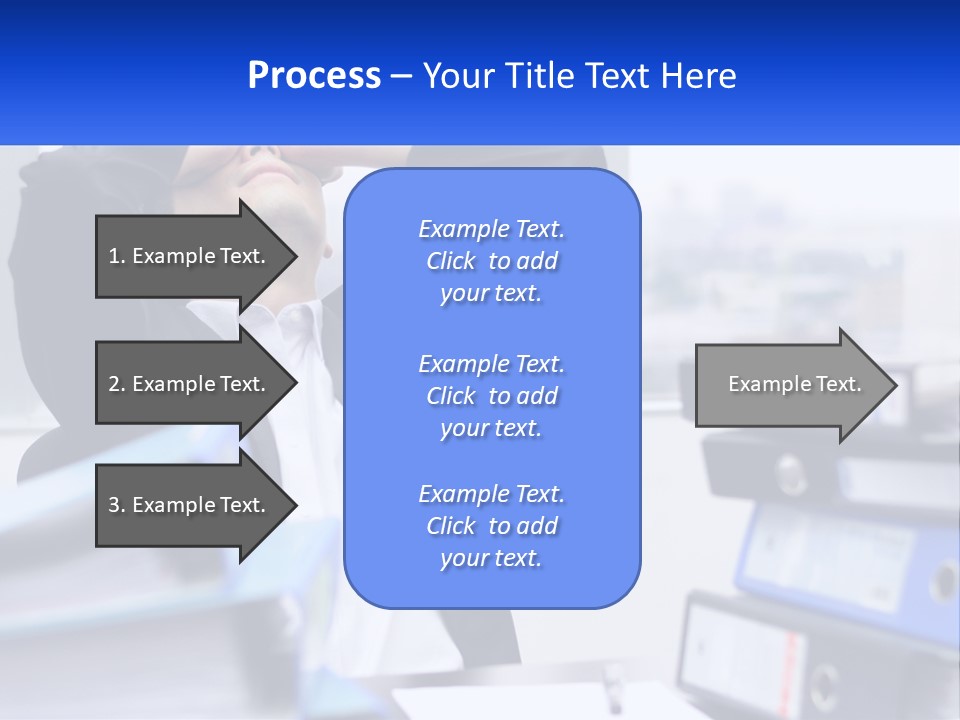 A Man Sitting At A Desk With His Head In His Hands PowerPoint Template