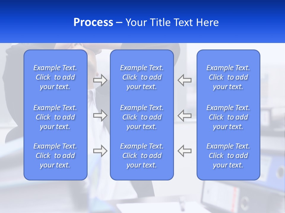 A Man Sitting At A Desk With His Head In His Hands PowerPoint Template