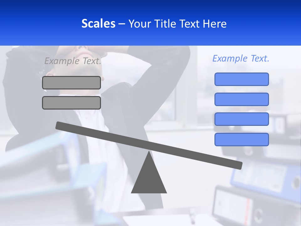 A Man Sitting At A Desk With His Head In His Hands PowerPoint Template