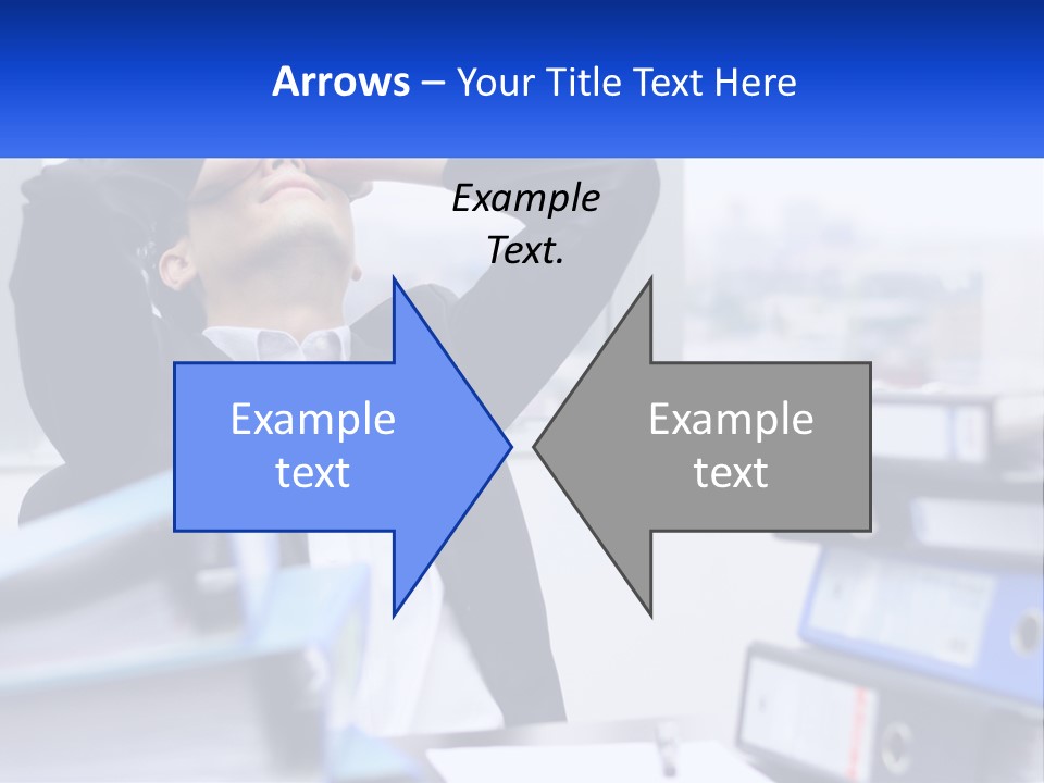 A Man Sitting At A Desk With His Head In His Hands PowerPoint Template