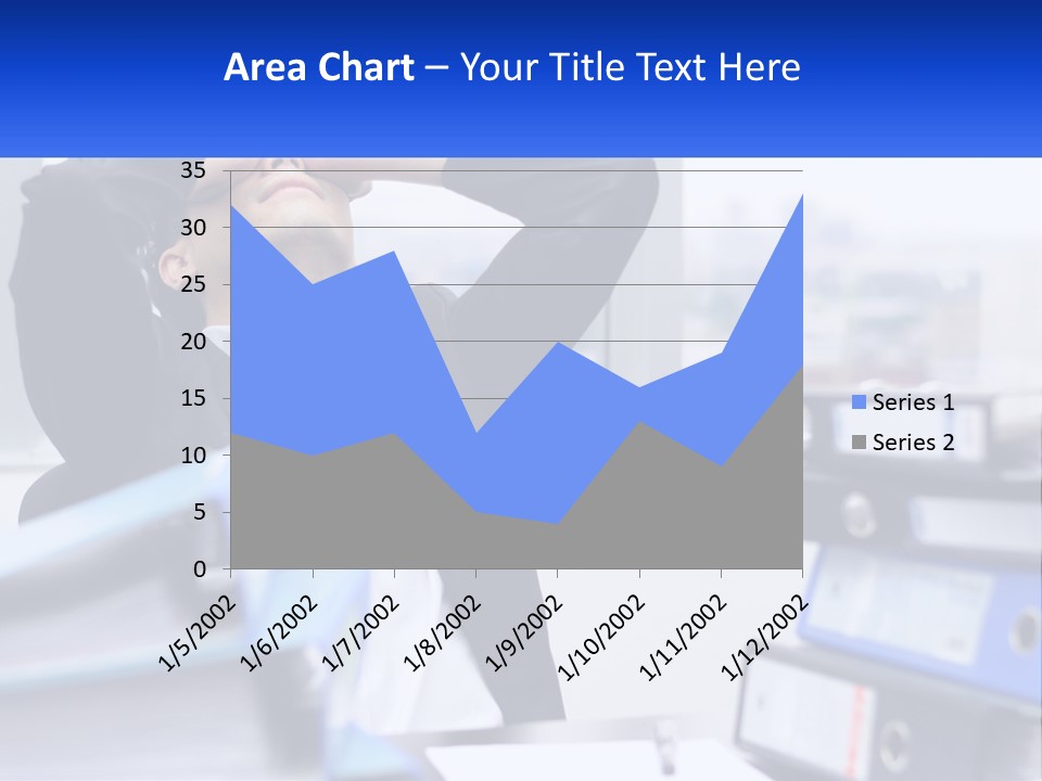 A Man Sitting At A Desk With His Head In His Hands PowerPoint Template