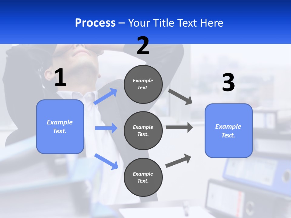 A Man Sitting At A Desk With His Head In His Hands PowerPoint Template