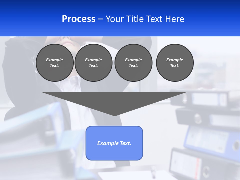 A Man Sitting At A Desk With His Head In His Hands PowerPoint Template