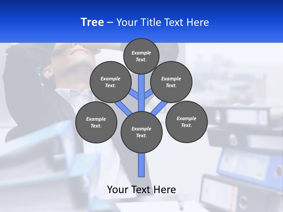 A Man Sitting At A Desk With His Head In His Hands PowerPoint Template