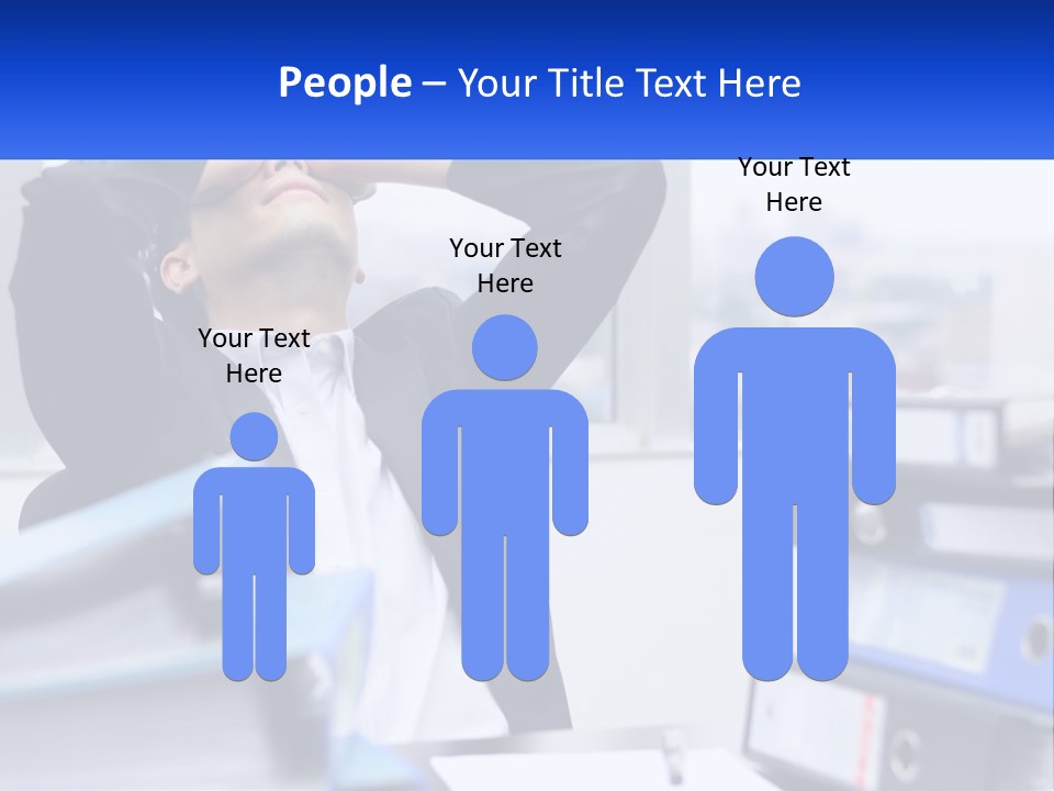 A Man Sitting At A Desk With His Head In His Hands PowerPoint Template
