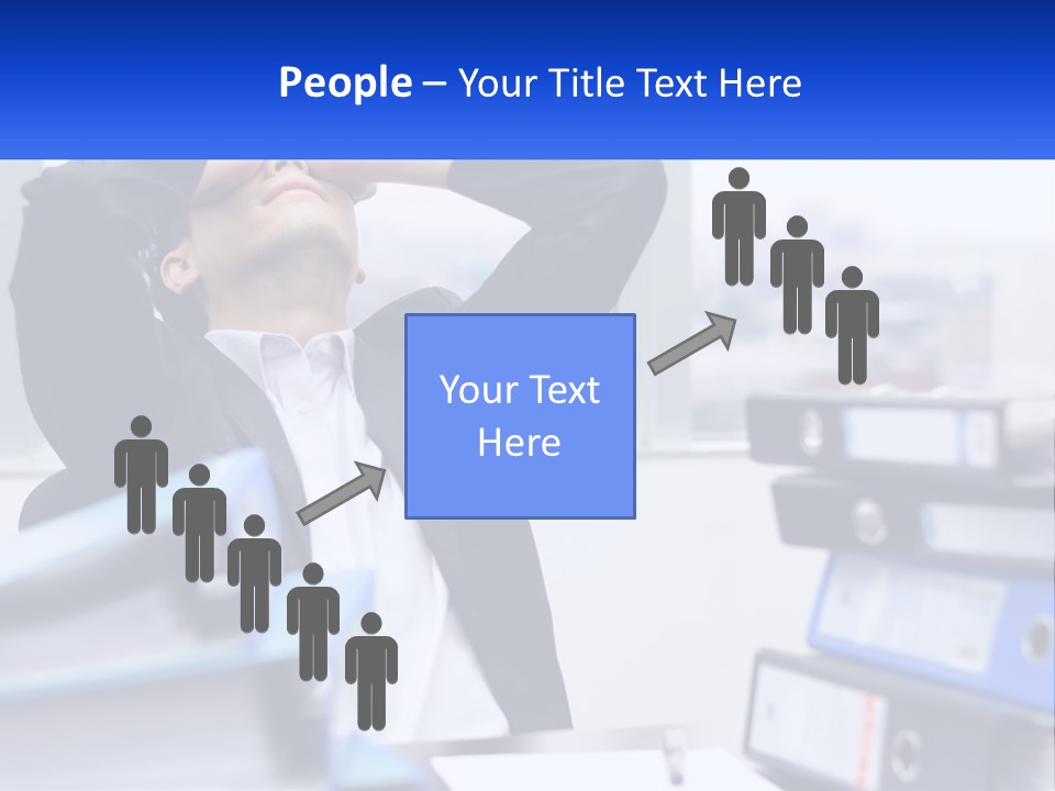 A Man Sitting At A Desk With His Head In His Hands PowerPoint Template