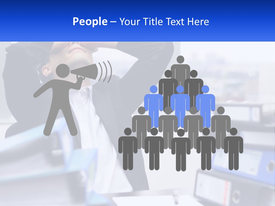 A Man Sitting At A Desk With His Head In His Hands PowerPoint Template