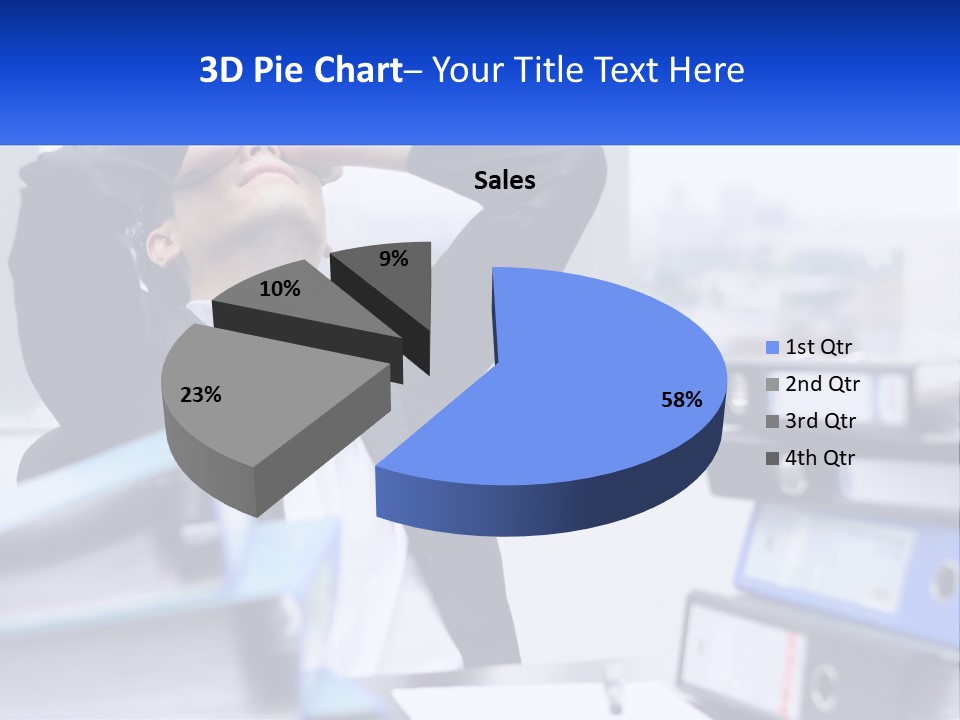 A Man Sitting At A Desk With His Head In His Hands PowerPoint Template
