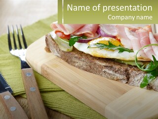 A Plate Of Food With A Knife And Fork PowerPoint Template