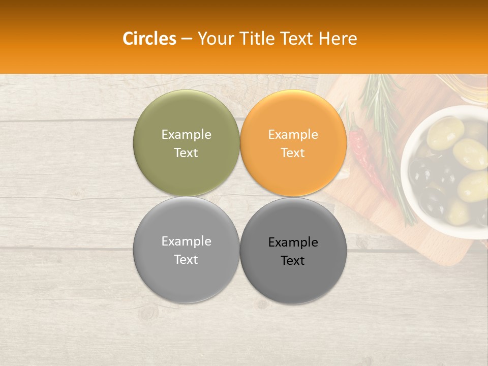 A Wooden Table Topped With Olives And A Bowl Of Olives PowerPoint Template