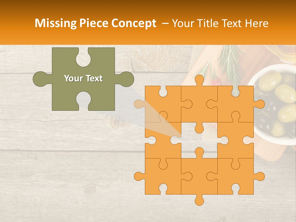 A Wooden Table Topped With Olives And A Bowl Of Olives PowerPoint Template