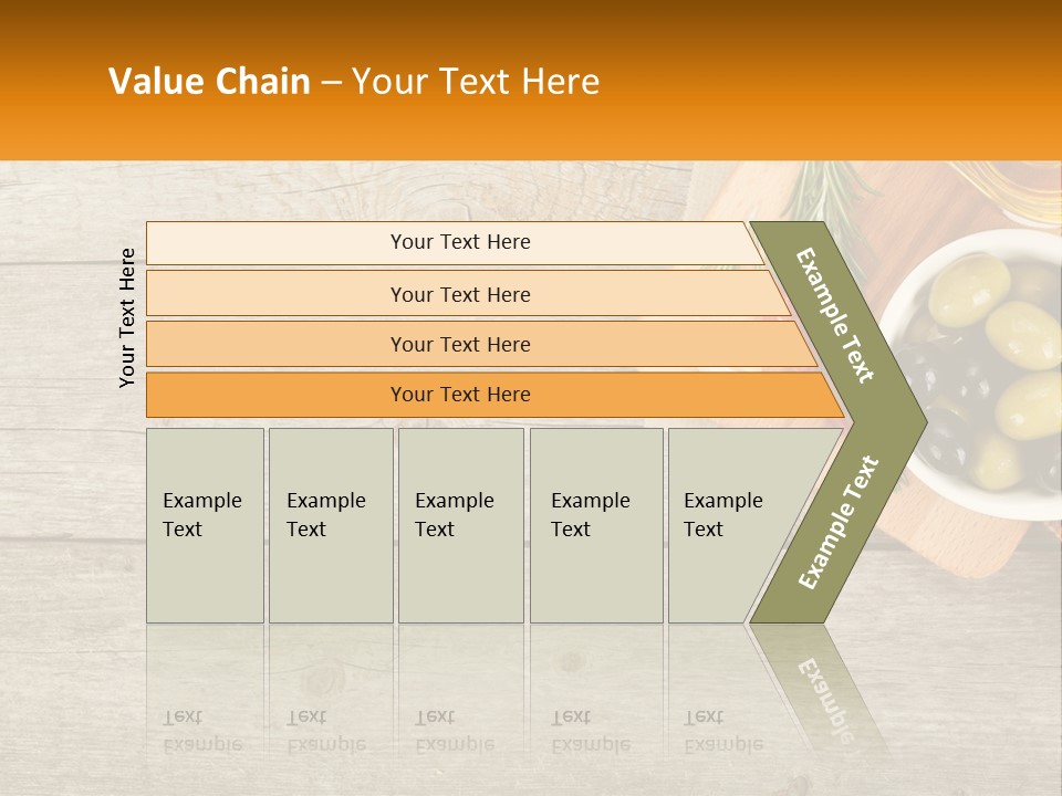 A Wooden Table Topped With Olives And A Bowl Of Olives PowerPoint Template