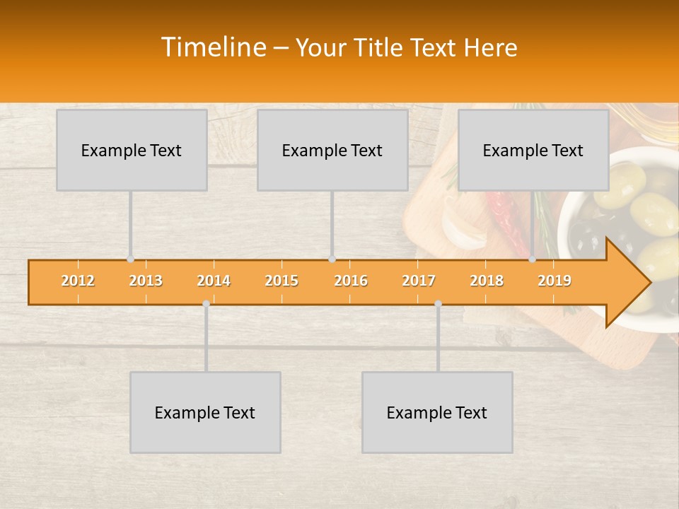 A Wooden Table Topped With Olives And A Bowl Of Olives PowerPoint Template