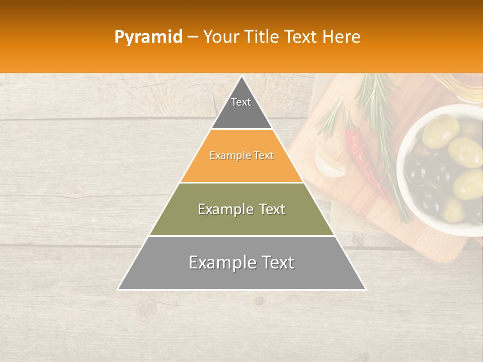 A Wooden Table Topped With Olives And A Bowl Of Olives PowerPoint Template