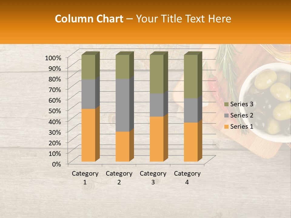 A Wooden Table Topped With Olives And A Bowl Of Olives PowerPoint Template