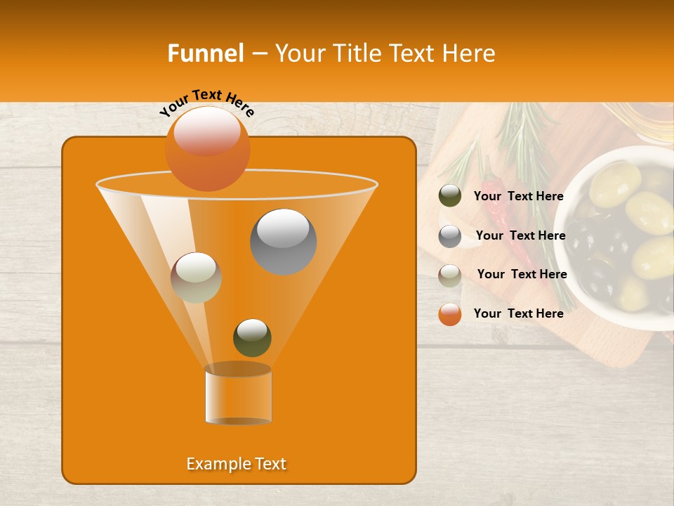 A Wooden Table Topped With Olives And A Bowl Of Olives PowerPoint Template