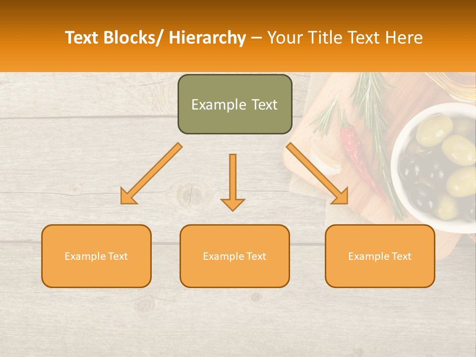 A Wooden Table Topped With Olives And A Bowl Of Olives PowerPoint Template