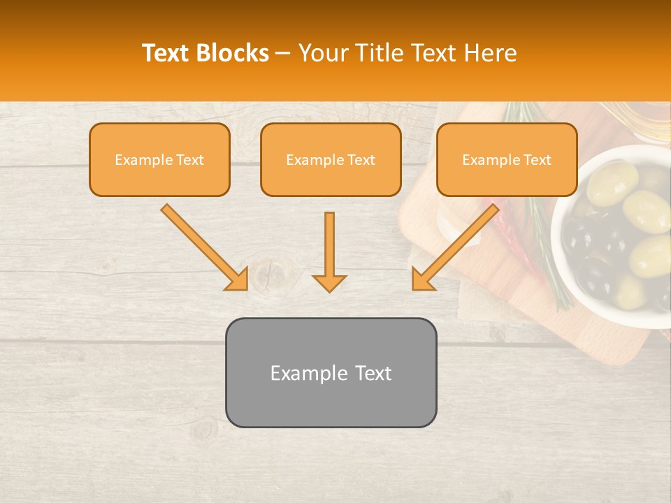 A Wooden Table Topped With Olives And A Bowl Of Olives PowerPoint Template