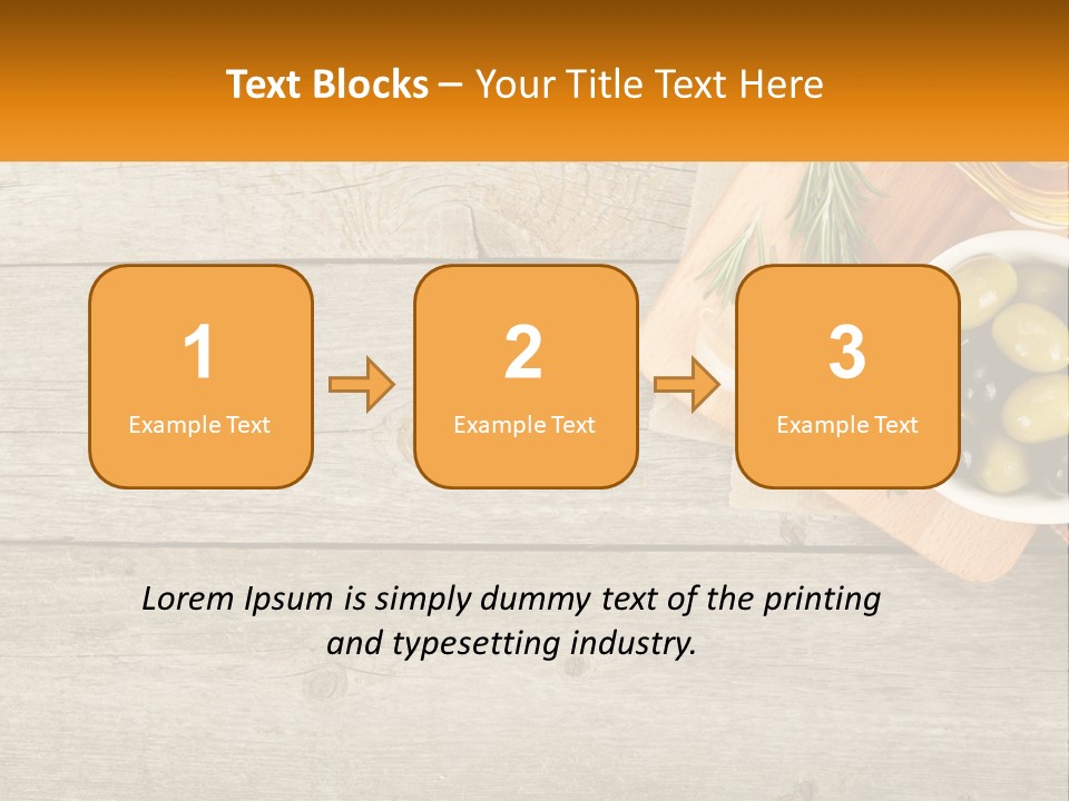 A Wooden Table Topped With Olives And A Bowl Of Olives PowerPoint Template
