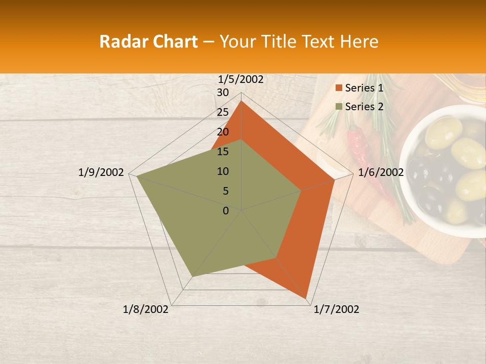 A Wooden Table Topped With Olives And A Bowl Of Olives PowerPoint Template