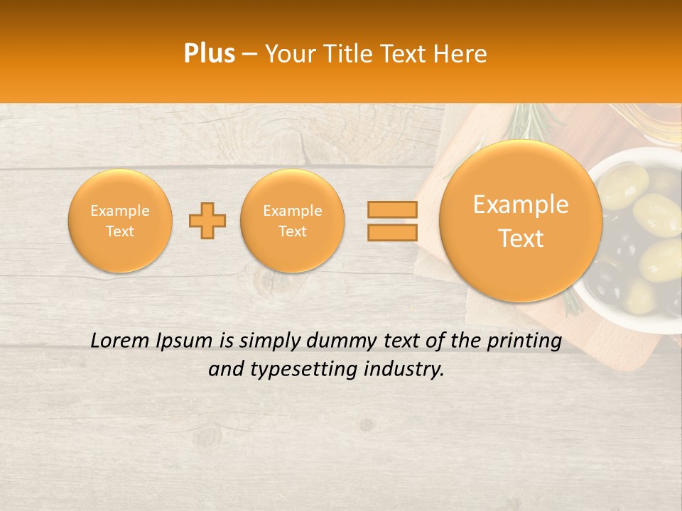 A Wooden Table Topped With Olives And A Bowl Of Olives PowerPoint Template