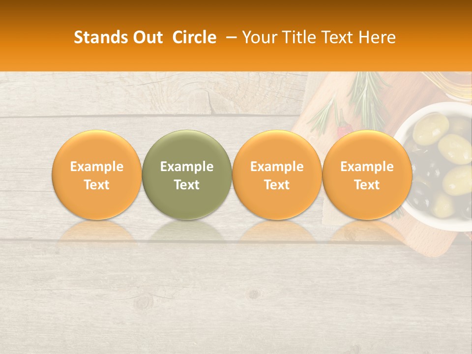 A Wooden Table Topped With Olives And A Bowl Of Olives PowerPoint Template
