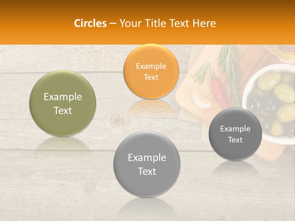 A Wooden Table Topped With Olives And A Bowl Of Olives PowerPoint Template