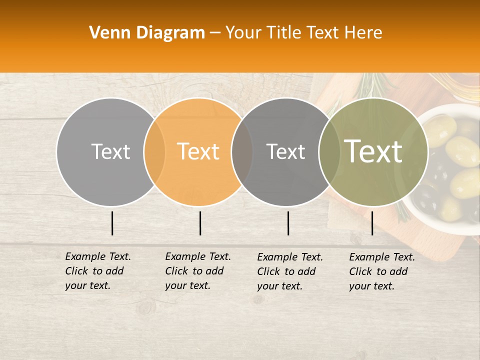 A Wooden Table Topped With Olives And A Bowl Of Olives PowerPoint Template