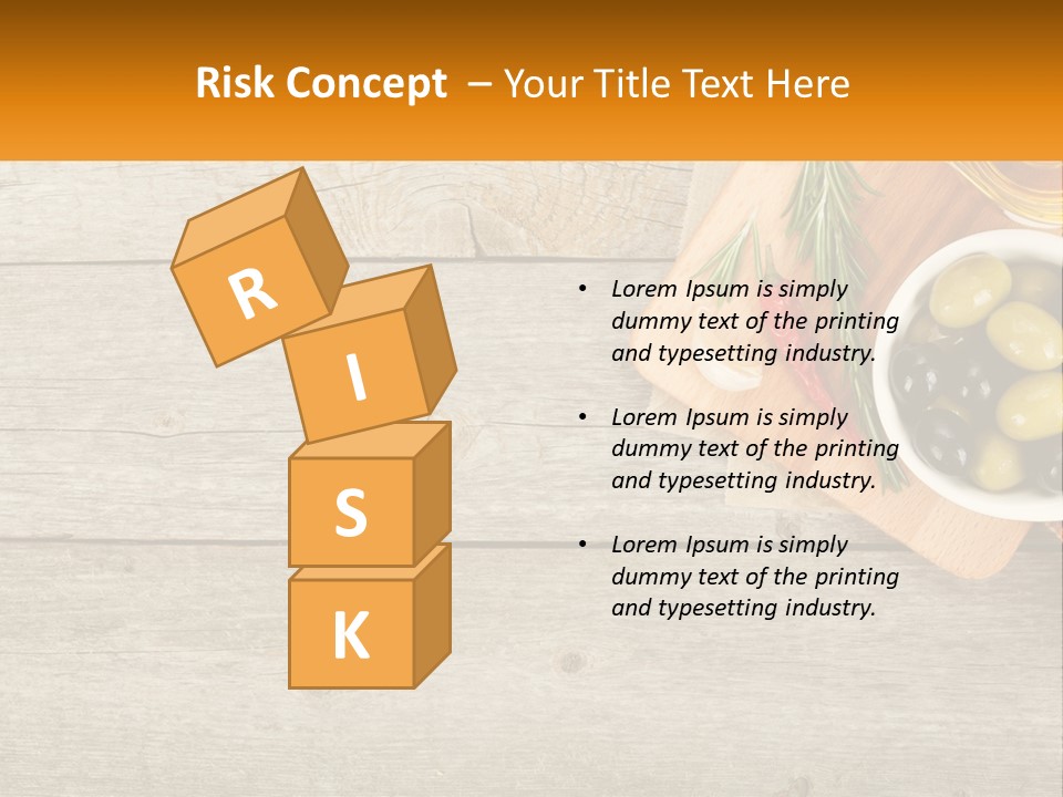 A Wooden Table Topped With Olives And A Bowl Of Olives PowerPoint Template