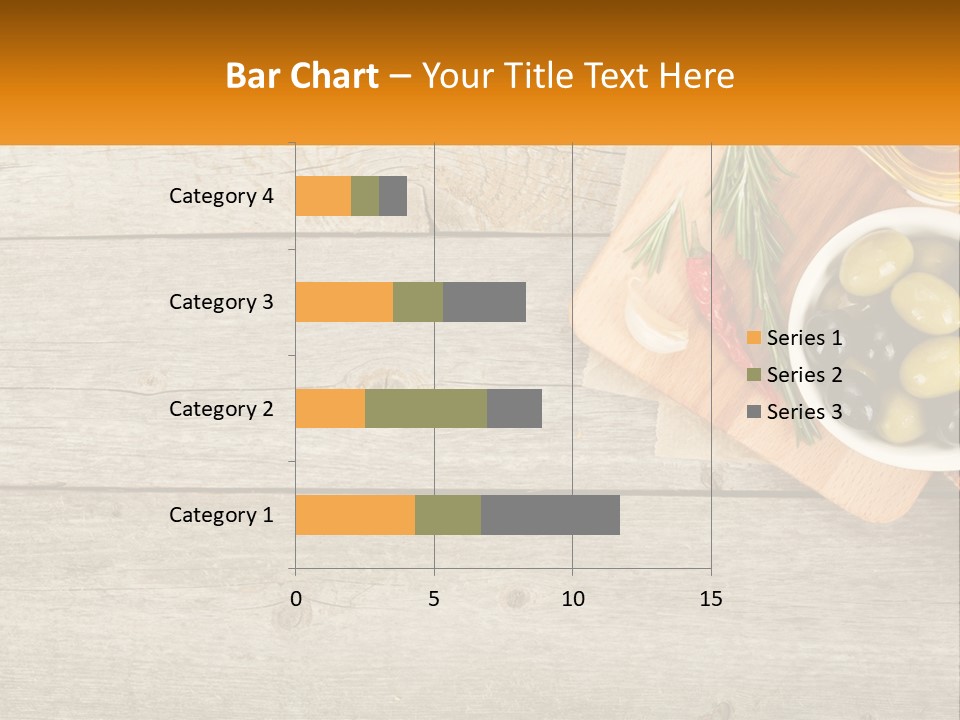 A Wooden Table Topped With Olives And A Bowl Of Olives PowerPoint Template