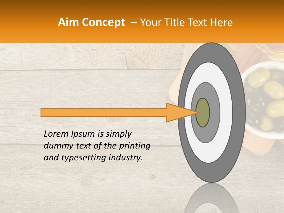 A Wooden Table Topped With Olives And A Bowl Of Olives PowerPoint Template