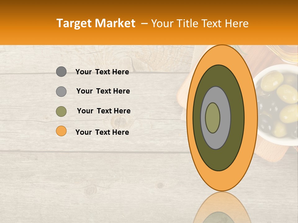 A Wooden Table Topped With Olives And A Bowl Of Olives PowerPoint Template