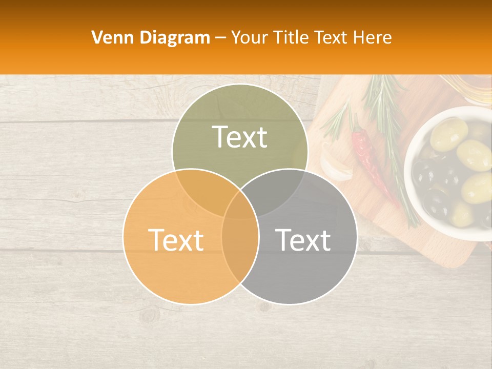 A Wooden Table Topped With Olives And A Bowl Of Olives PowerPoint Template