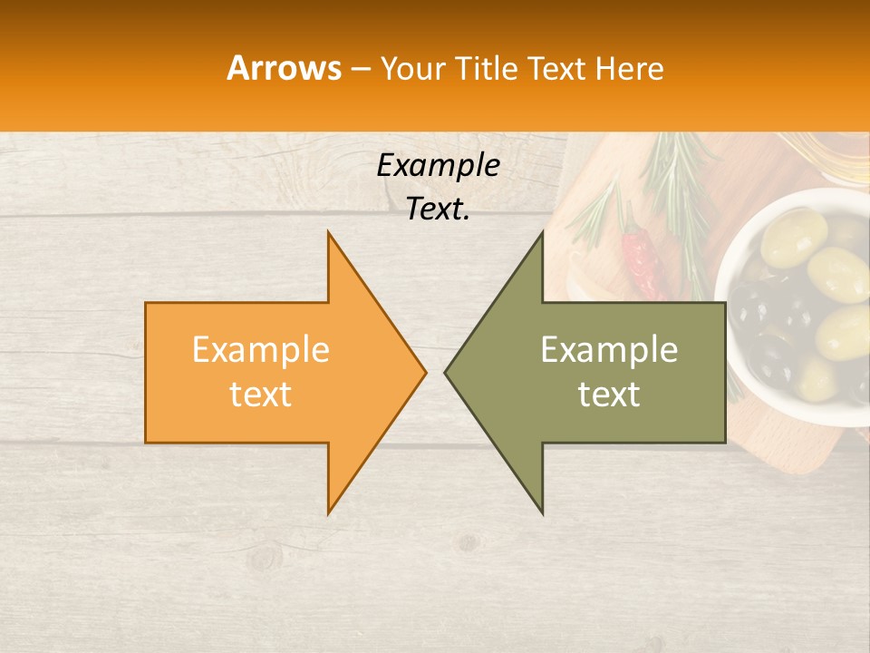 A Wooden Table Topped With Olives And A Bowl Of Olives PowerPoint Template