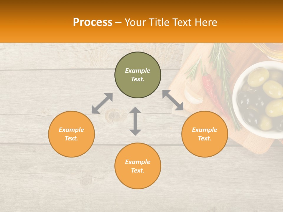 A Wooden Table Topped With Olives And A Bowl Of Olives PowerPoint Template
