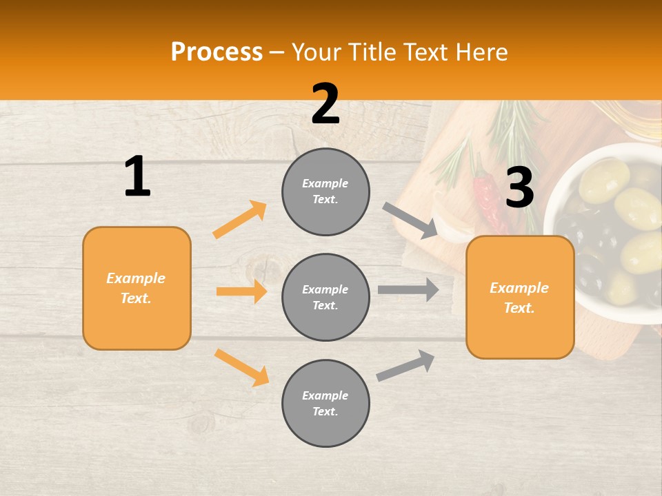 A Wooden Table Topped With Olives And A Bowl Of Olives PowerPoint Template