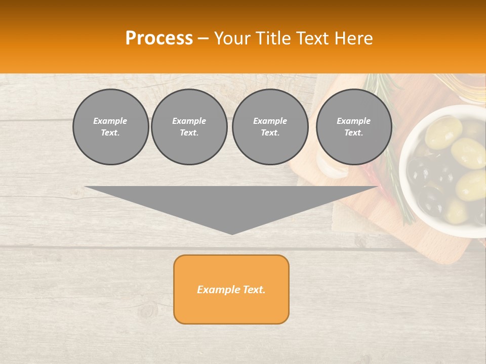 A Wooden Table Topped With Olives And A Bowl Of Olives PowerPoint Template