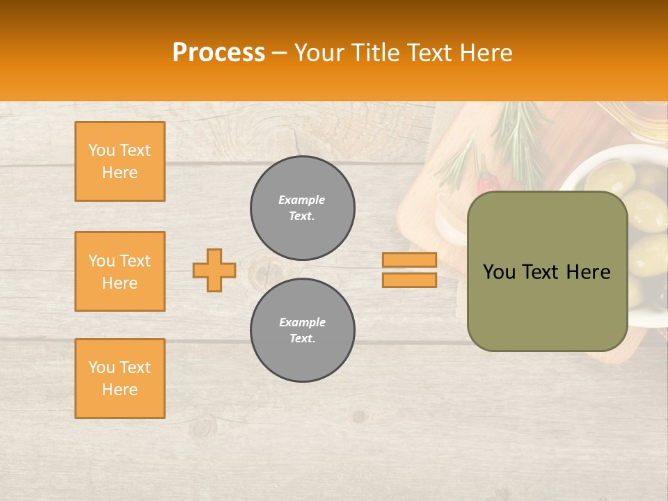 A Wooden Table Topped With Olives And A Bowl Of Olives PowerPoint Template