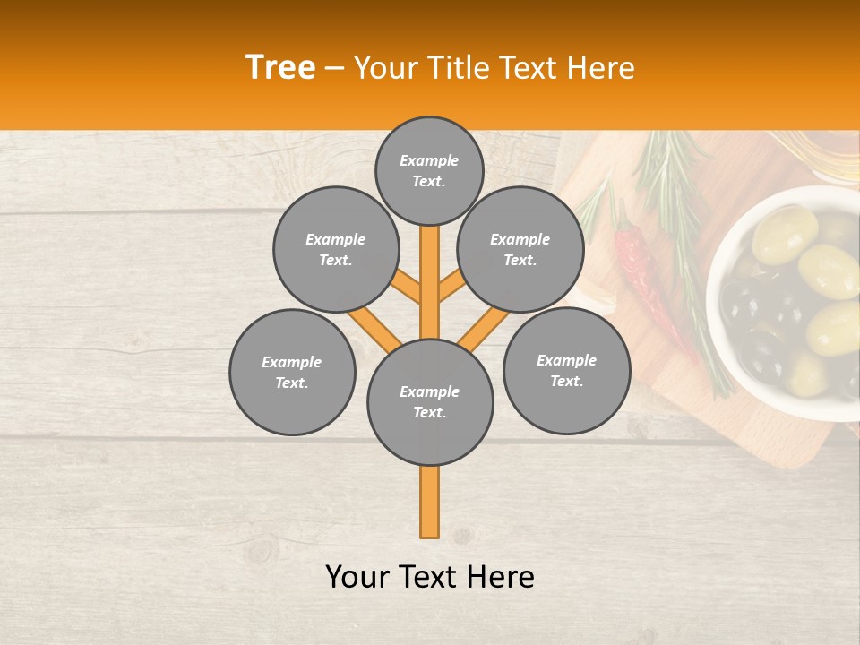A Wooden Table Topped With Olives And A Bowl Of Olives PowerPoint Template