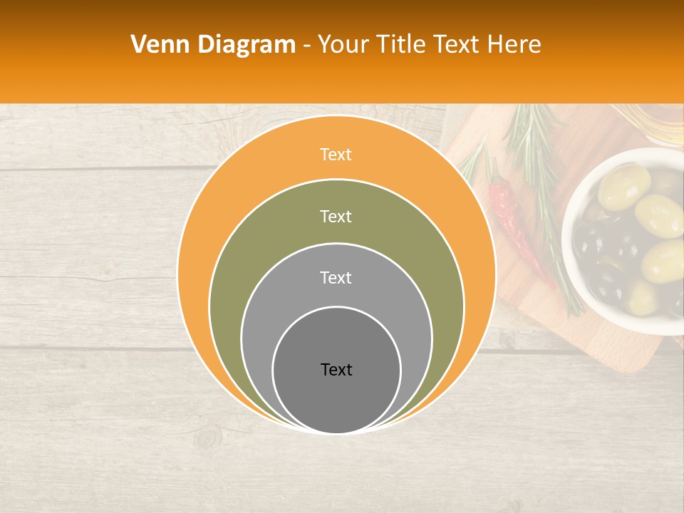 A Wooden Table Topped With Olives And A Bowl Of Olives PowerPoint Template