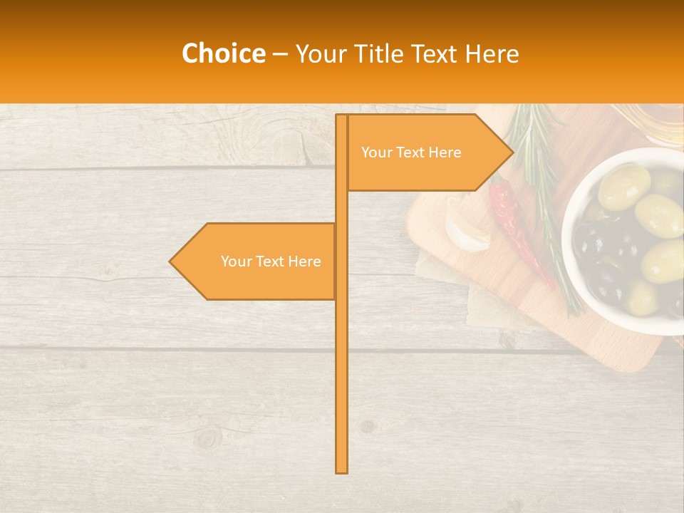 A Wooden Table Topped With Olives And A Bowl Of Olives PowerPoint Template