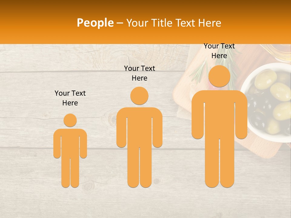 A Wooden Table Topped With Olives And A Bowl Of Olives PowerPoint Template